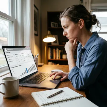 Remote marketer reviewing lead generation workflow