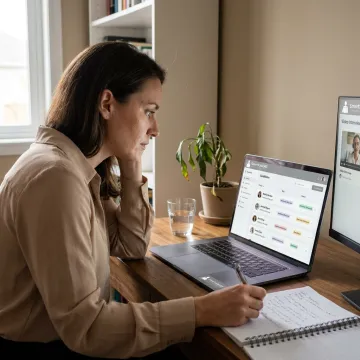 Remote healthcare recruiter reviewing candidate profiles