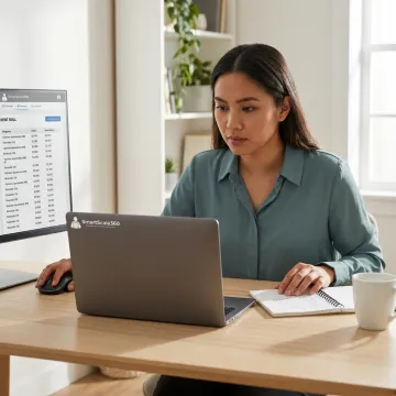 Property bookkeeper VA reviewing real estate financial reports