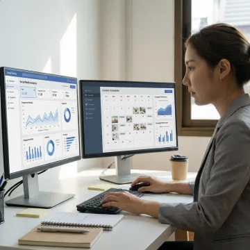 Remote marketing specialist managing social media campaigns