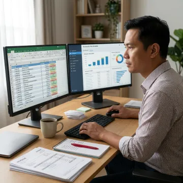 Billing support specialist organizing invoice records