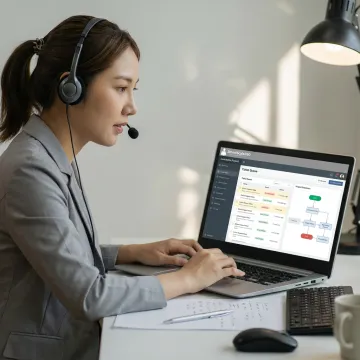 Remote support specialist coordinating contractor IT requests