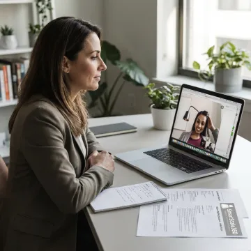 Recruiter interviewing a remote staffing candidate