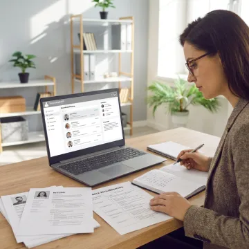 Staffing consultant reviewing candidate profiles