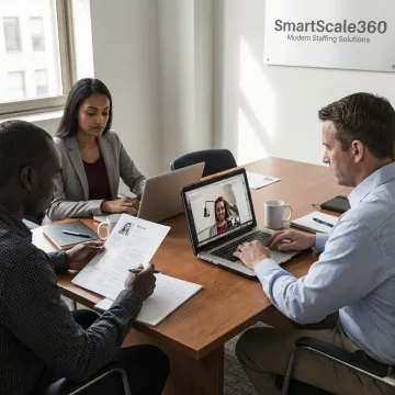 Remote staffing team reviewing offshore IT hiring process