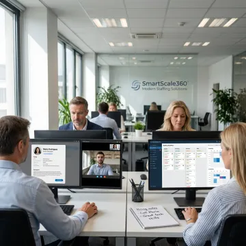 Recruiting team reviewing remote staffing candidates