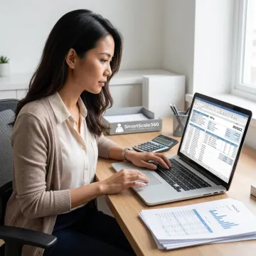 Remote billing specialist reviewing invoices