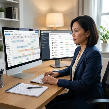 Remote healthcare staffing professional at work