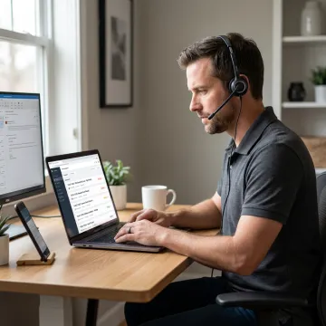 Remote IT support professional assisting business team