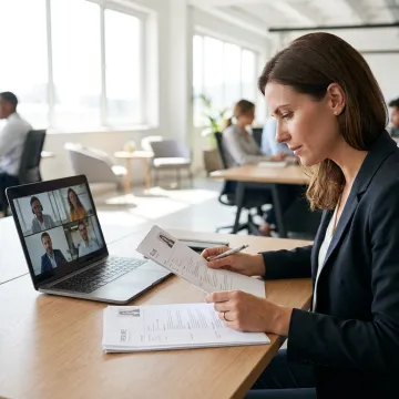 Recruiter reviewing remote staffing candidates