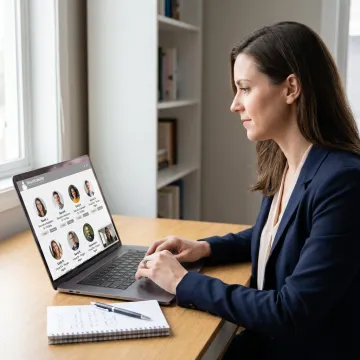 Remote staffing specialist reviewing candidate profiles