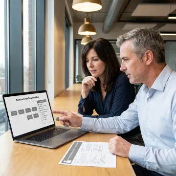 Remote staffing consultation and onboarding workflow