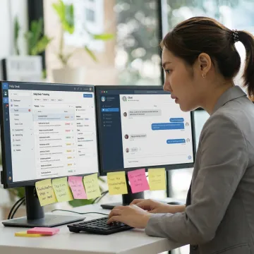 Remote IT support staff managing help desk tickets