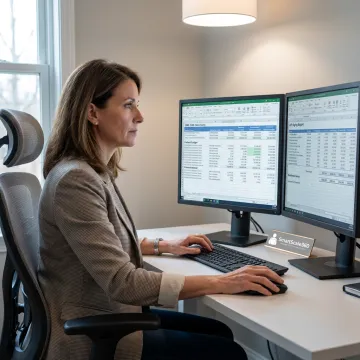 Remote medical billing specialist reviewing invoices
