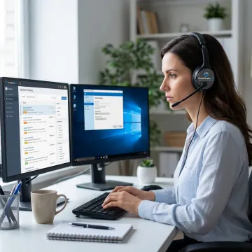 Remote IT support professional assisting business users
