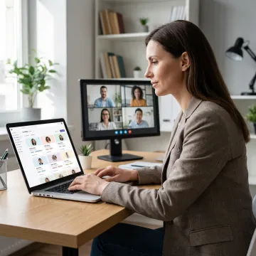 Recruiter reviewing remote staffing candidates