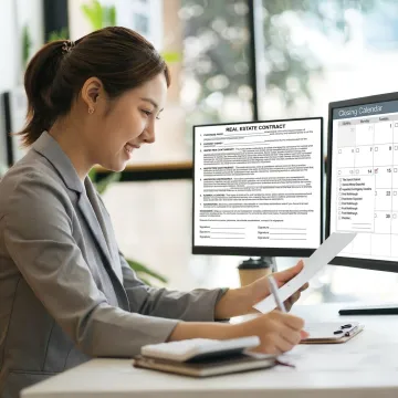 Transaction coordinator managing closing checklist