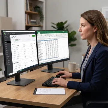 Remote bookkeeper reviewing accounting reports