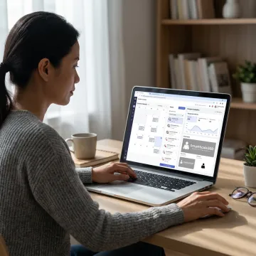 Remote social media marketer planning posts
