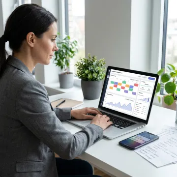 Social media assistant working on content calendar