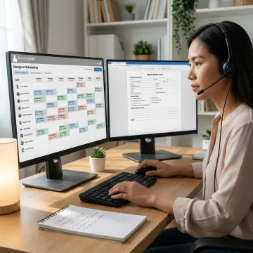 Healthcare virtual assistant coordinating schedules