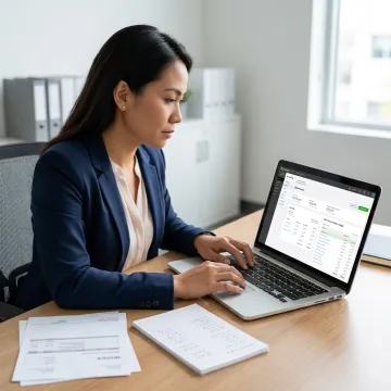 Virtual assistant reviewing QuickBooks tasks