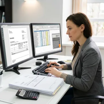 Invoice data entry specialist entering billing details