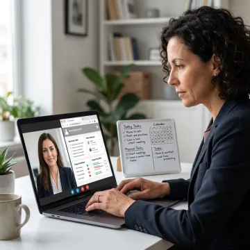 Small business owner working with a virtual assistant
