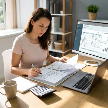 Virtual accounting assistant reviewing financial reports