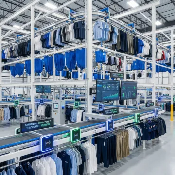 Modern automated laundry facility with advanced sorting and tracking systems