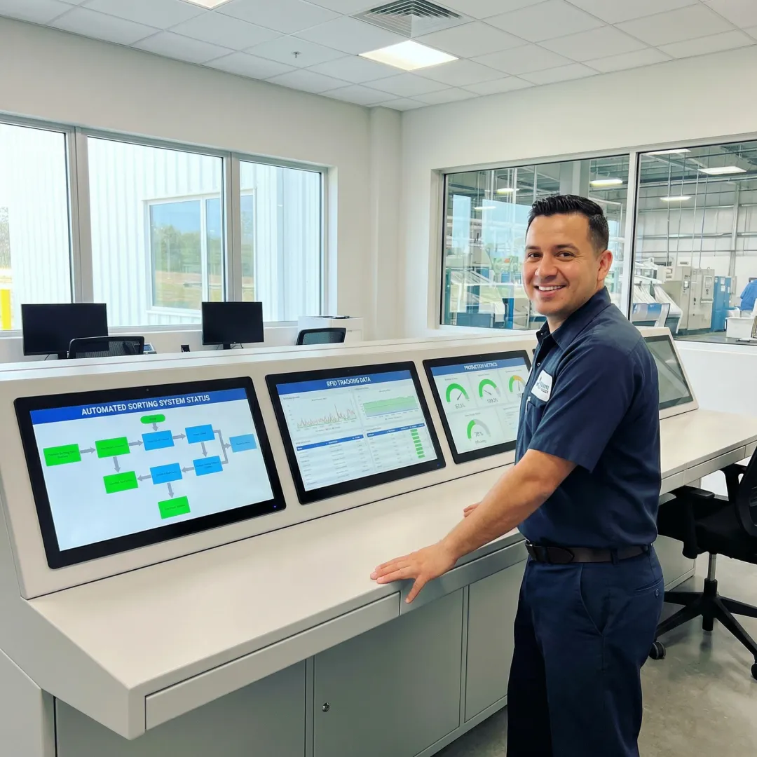 Automated laundry control center with real-time monitoring displays