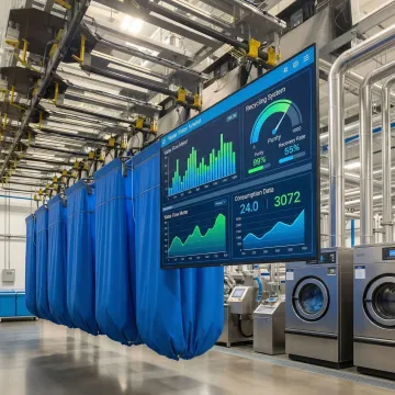 Industrial laundry water recycling monitoring system dashboard