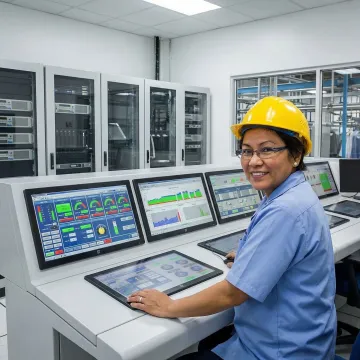Industrial laundry control center with multiple monitoring screens