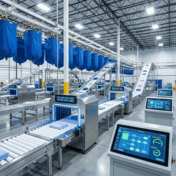 Modern automated laundry facility with advanced sorting and processing equipment in Oregon