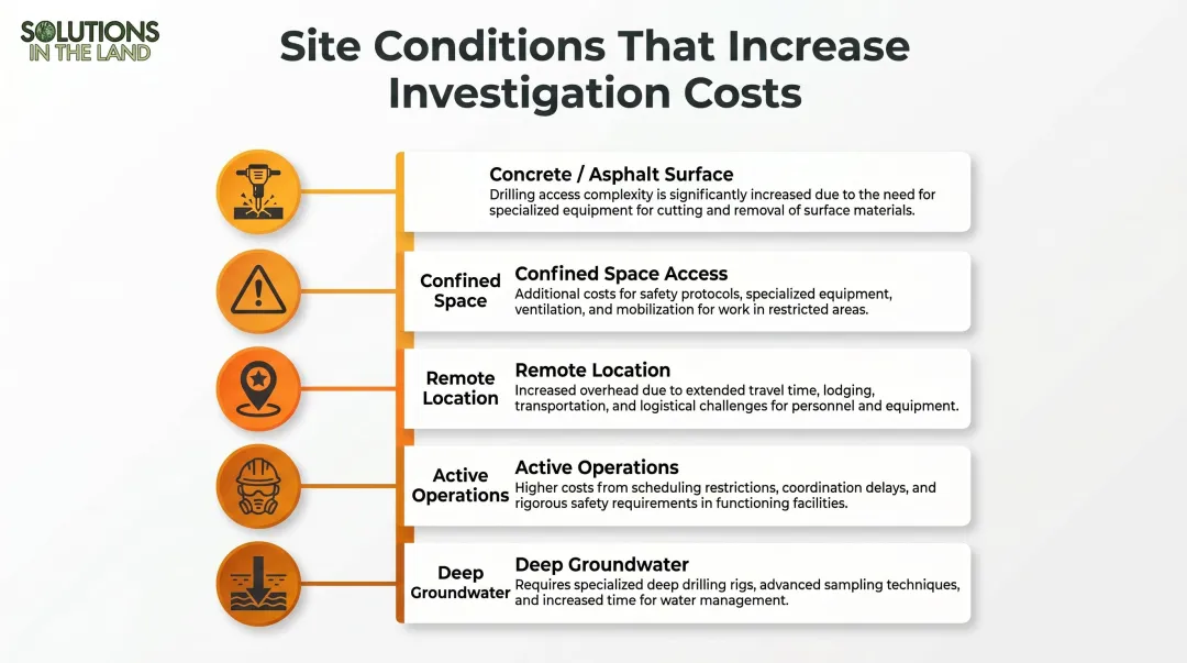 Five site accessibility factors that increase Phase 2 ESA drilling and labor costs