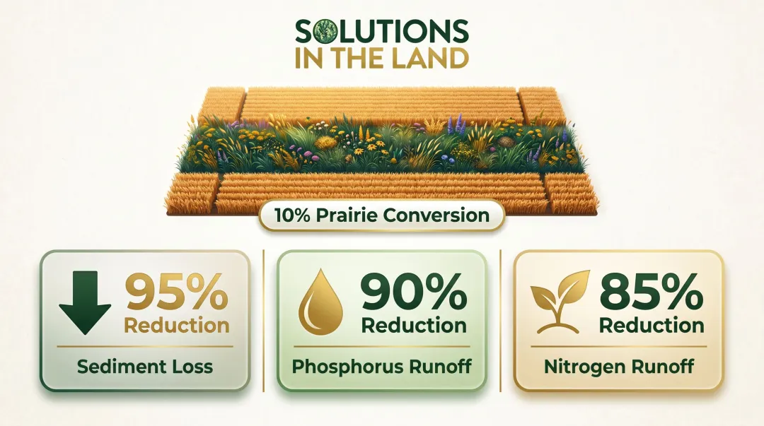 Prairie strips crop field benefits reducing sediment nitrogen and phosphorus runoff by percentage
