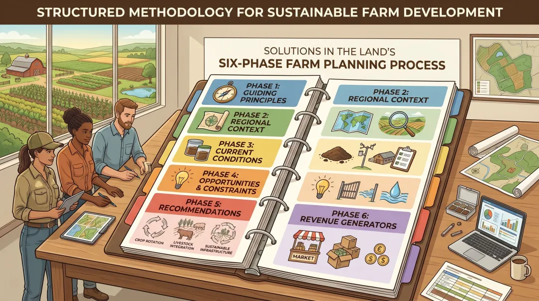 Solutions in the Land six-phase whole-system farm planning methodology diagram
