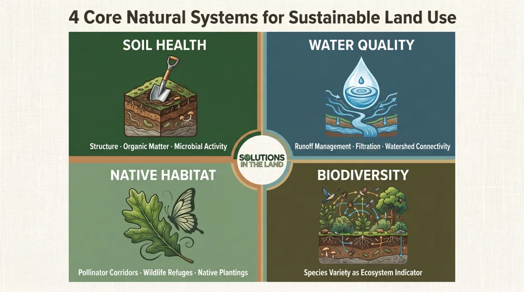 Four core natural systems infographic for sustainable land use planning