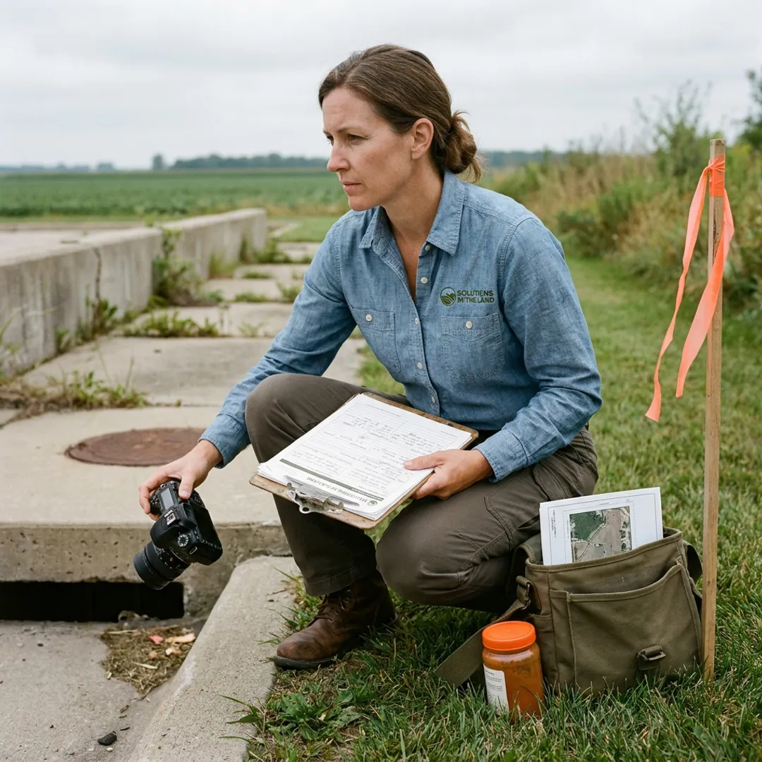 Environmental consultant documenting site conditions