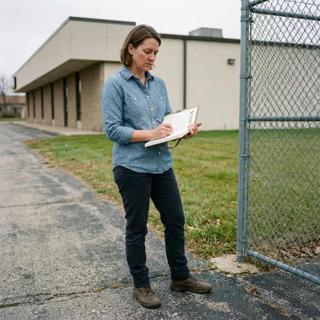 Environmental consultant documenting site conditions
