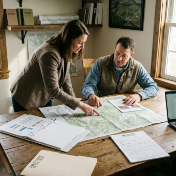 Consultant discussing environmental land strategy