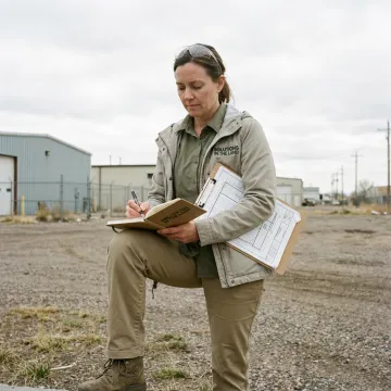 Environmental consultant assessing a commercial site in Denver