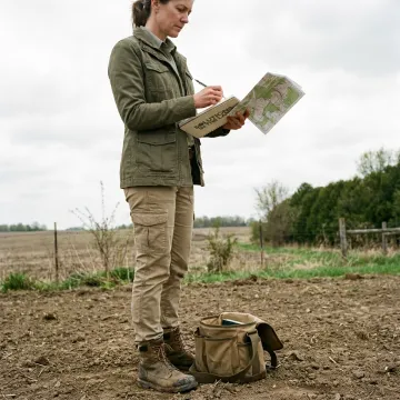 Consultant documenting environmental conditions on a property
