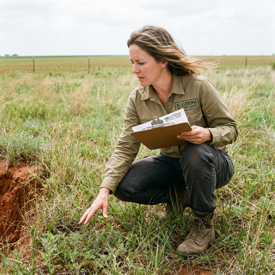 Consultant assessing environmental conditions on a property