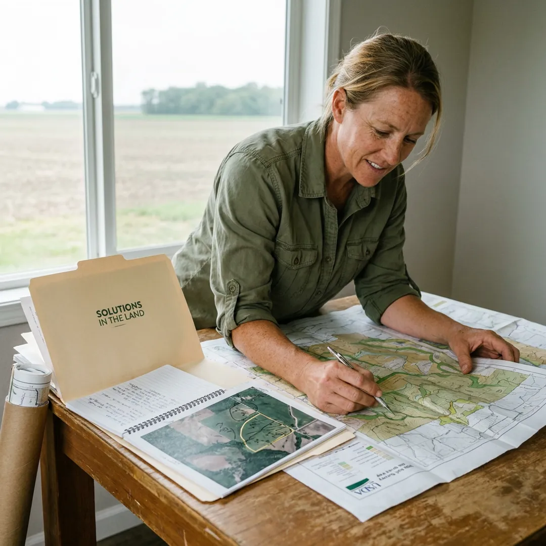 Consultant reviewing environmental site assessment documents