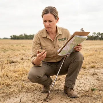 Consultant documenting environmental conditions on a site