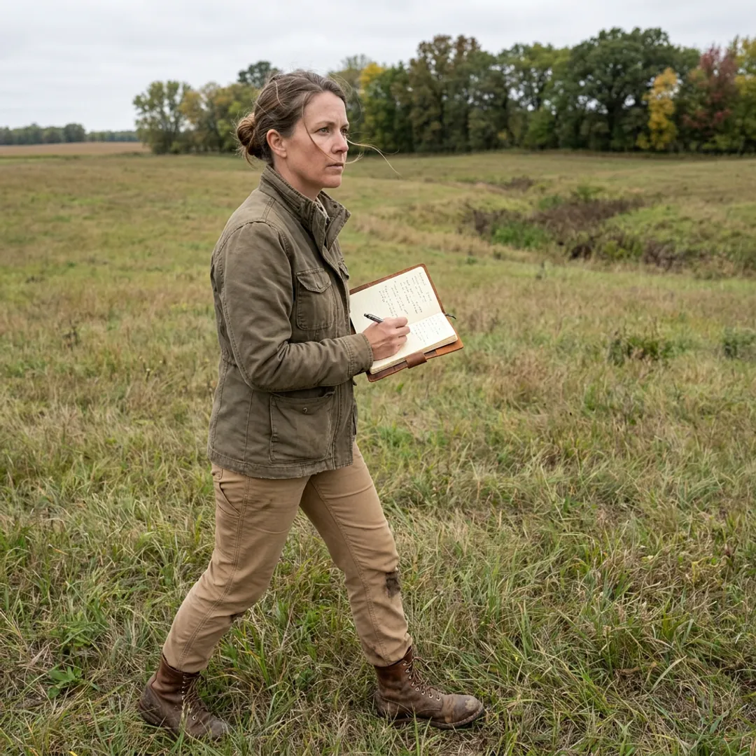 Ecological consultant conducting a site walk