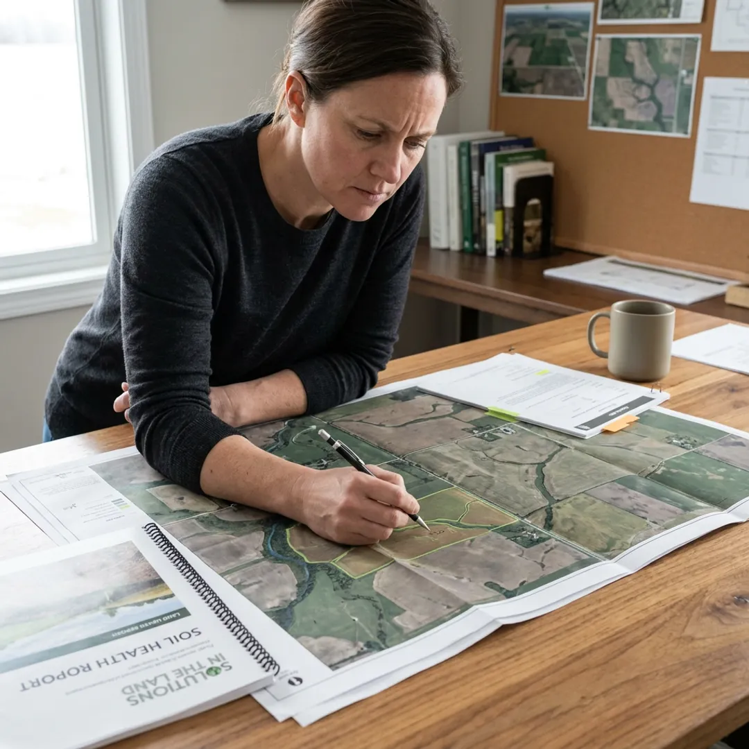 Consultant reviewing land use maps and planning documents