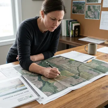Consultant reviewing land use maps and planning documents