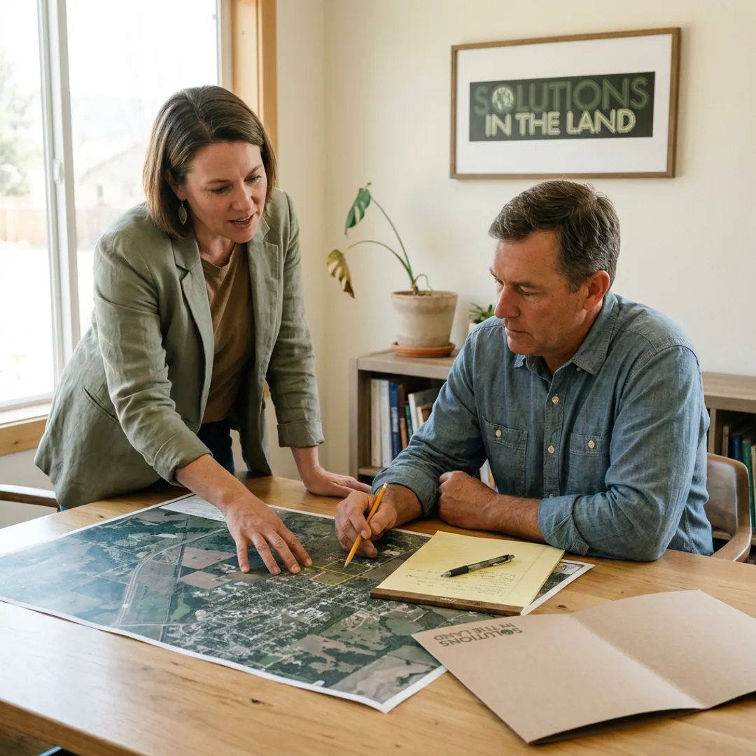 Consultant discussing land use strategy with a property owner